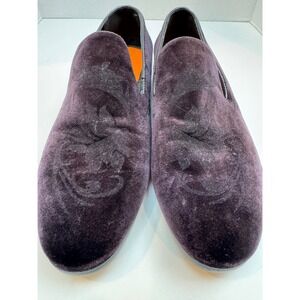 Tallia Tedaldo Purple Velvet Embossed Floral Loafers Mens 9.5 Dress Shoes